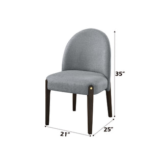 Sunvega Set of 2 Modern Dining Chairs with Gray Fabric Upholstery and Espresso Finish