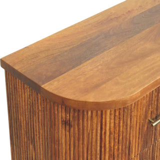 Sunvega Solid Wood Emerson Ribbed 3-Drawer Chest with Antique Brass Handles