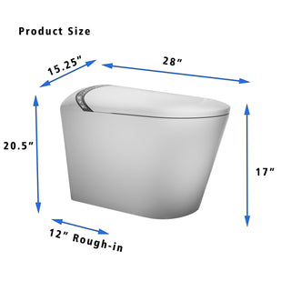 Sunvega Smart Toilet with Bidet Auto Open Close Seat Foot Sensor LED Night Light