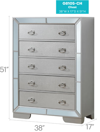 Sunvega Elegant Contemporary Storage Chest with Chic Silver Champagne Finish