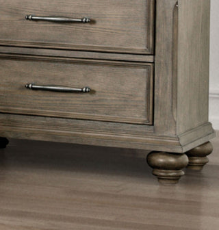 Sunvega Transitional Aged Oak Solid Wood 7-Drawer Chest with Bun Feet