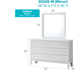 Sunvega Primo G1339-D White Dresser with Durable Print Finish and French Dovetail Drawers