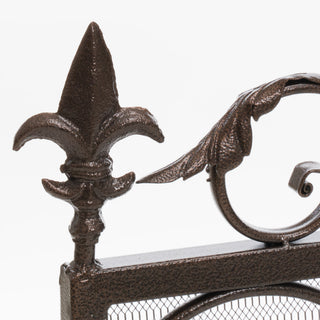 Sunvega Ornate Iron Fireplace Screen with Aged Powder Coated Black Finish