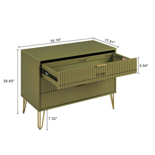 Sunvega Modern Glam Dresser with Gold Metal Handles and Splayed Legs for Bedroom