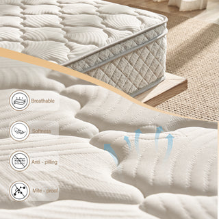 Sunvega King Size 12 Inch Hybrid Mattress with Memory Foam and Pocket Spring for Pressure Relief