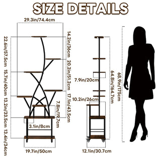 Sunvega 9 Tiered 63 Inch Tall Indoor Plant Stand with Grow Light for Multiple Plants