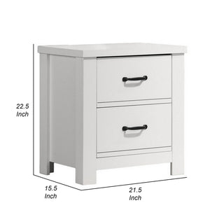 Sunvega Modern White Nightstand with Two Gliding Drawers for Bedroom