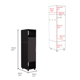 Sunvega 63 Inch Tall Wardrobe Cabinet with Mirror and Three Shelves for Bedroom Storage