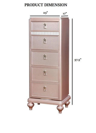Sunvega Contemporary Rose Gold Swivel Chest Mirror with Felt Lined Top Drawer