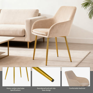 Sunvega Modern Velvet Dining Chairs with Gold Metal Legs for Kitchen and Dining Room
