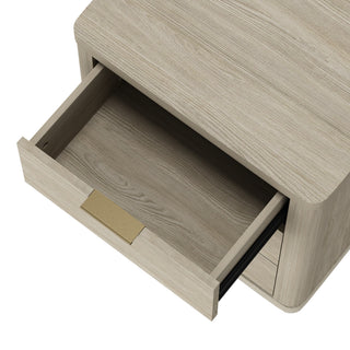 Sunvega Modern Charcoal Gray Nightstand with 3 Full Extension Drawers