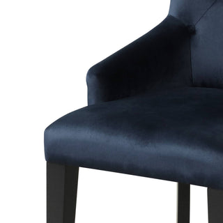 Sunvega Dark Navy Velvet Tufted Back Arm Chair with Sloped Armrests for Comfort