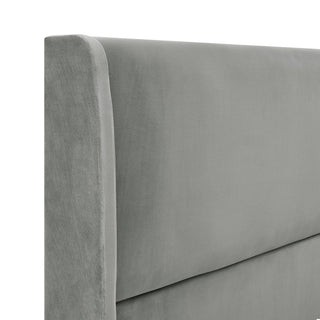 Sunvega King Beige Velvet Wingback Platform Bed with Low Profile Design