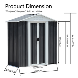 Sunvega Pent Roof Outdoor Storage Shed with Aluminum Alloy Frame and Sliding Door