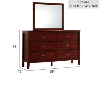 Sunvega Fully Assembled 6 Drawer Dresser with French Dovetail Wood Veneer Finish