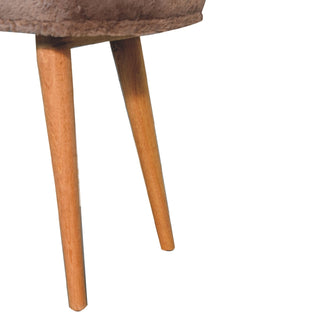 Sunvega Solid Mango Wood Bench with Soft Mocha Faux Fur Upholstery and Nordic Legs