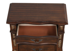 Sunvega Cherry Nightstand with Three Easy Glide Drawers and Velvet Lining