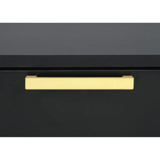 Sunvega Black and Gold 5-Drawer Rectangular Chest with Glamorous Bracket Legs