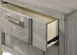 Sunvega Gray Bookmatched Ash Veneers Nightstand with 2 Storage Drawers