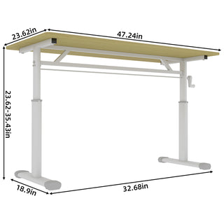 Sunvega Height Adjustable Hand Crank Sit Stand Home Office Desk for Study Room