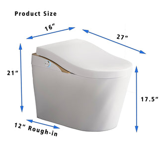 Sunvega Tankless Smart Toilet with Bidet, Auto Flush, Heated Seat, and Foam Shield