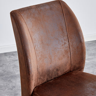 Sunvega Modern Brown Suede Cushion Chairs with Black Metal Legs for Dining Room