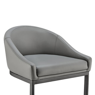 Sunvega Black Metal Bar Stool with Gray Faux Leather Upholstery and Cantilever Base