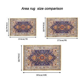 Sunvega Vintage Bohemian Floral Pattern Faux Wool Non-Slip Washable 5x7 Area Rug