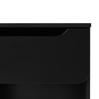 Sunvega Modern Minimalist Black Nightstand with Single Drawer and Open Cubby