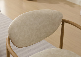 Sunvega Beige PU Leather Soft and Comfortable Chair with Metal Frame for Living Room