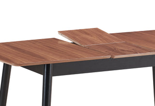 Sunvega Natural Wood and Black Dining Table with Butterfly Leaf Extension for Gatherings