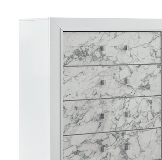 Sunvega Marble Style White Chest with Spacious Drawers and Knob Hardware