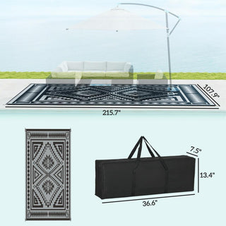 Sunvega Reversible Outdoor Rug with Protective Coating and Strap Stakes for Patio
