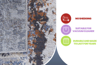 Sunvega Abstract Ivory Blue Stain Resistant Non-Shedding Area Rug for Living Room