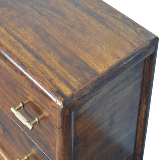 Sunvega Modern Woven 2-Drawer Nightstand with Brass Handles and Braided Shelf