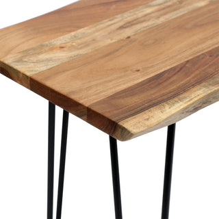 Sunvega Handcrafted Modern Industrial Acacia Wood Faux Live Edge Dining Bench