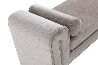 Sunvega Modern Glam Accent Bench with Chenille Upholstery and Bolster Pillows