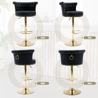 Sunvega Velvet 360 ° Rotating Bar Chair with Soft Pillow and Adjustable Height for Kitchen