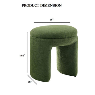 Sunvega Contemporary Green Teddy-like Fabric Accent Stool for Living Room