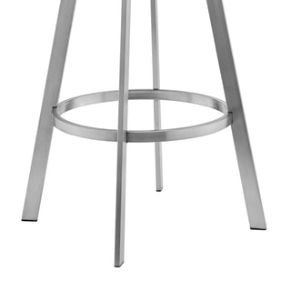 Sunvega 30 Inch Gray Faux Leather Swivel Bar Stool with Brushed Stainless Steel Frame