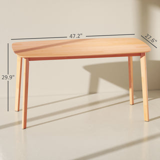 Sunvega Solid Wood Dining Table with Rustic Wood-Effect Top for Family Meals