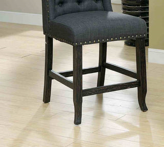 Sunvega Antique Black Finish Wingback Dining Chair with Distressed Details and Nailhead Trim