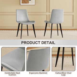 Sunvega Modern Brown PU Leather Dining Chairs with Carbon Steel Legs Set of 4