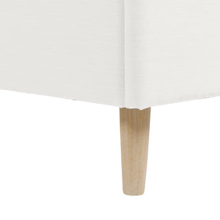 Sunvega Retro Modern Wavy Headboard Platform Bed with Upholstered Frame in Antique White