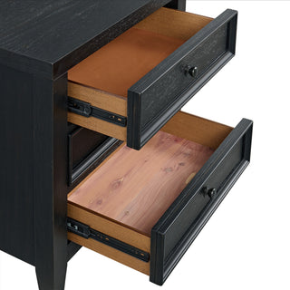 Sunvega Black 3-Drawer Nightstand with USB Port and Classic Metal Knobs