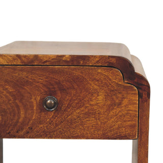 Sunvega Handcrafted Solid Mango Wood Nightstand with Drawer and Open Shelf