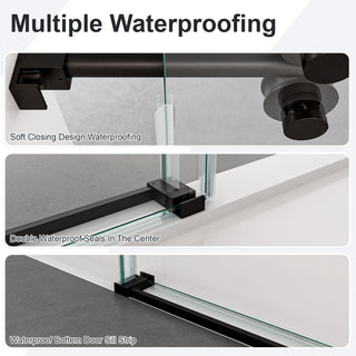 Sunvega Frameless Single Sliding Shower Door with 8mm Tempered Glass and Chrome Finish