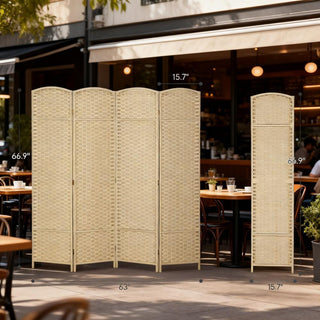 Sunvega 6 Panel Folding Privacy Screen with Removable Shelves and Hinged Design
