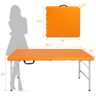 Sunvega 8ft Pink Folding Table with Waterproof Top and Foldable Design for Camping