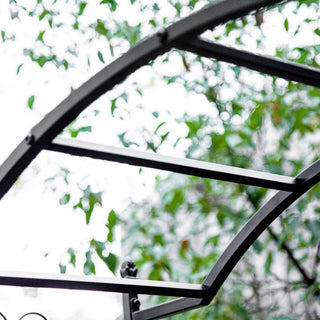 Sunvega Black Metal Garden Arch Arbor Trellis with Gate for Climbing Vines